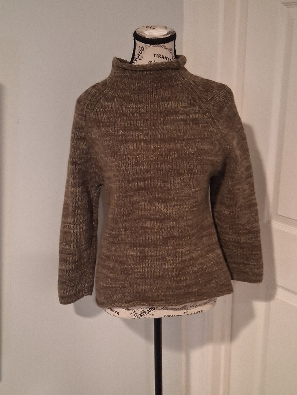 Marconi Womens Brown Marled Lambswool Mock Neck Sweater M